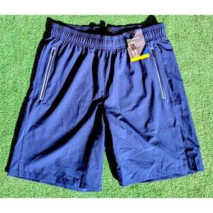 Members Mark Reflective Shorts Mens Med Navy Blue Sport Active Performance NWT